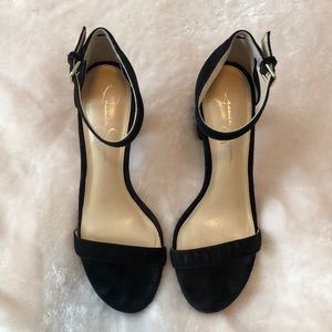 Black Suede Ankle Strap Heels
